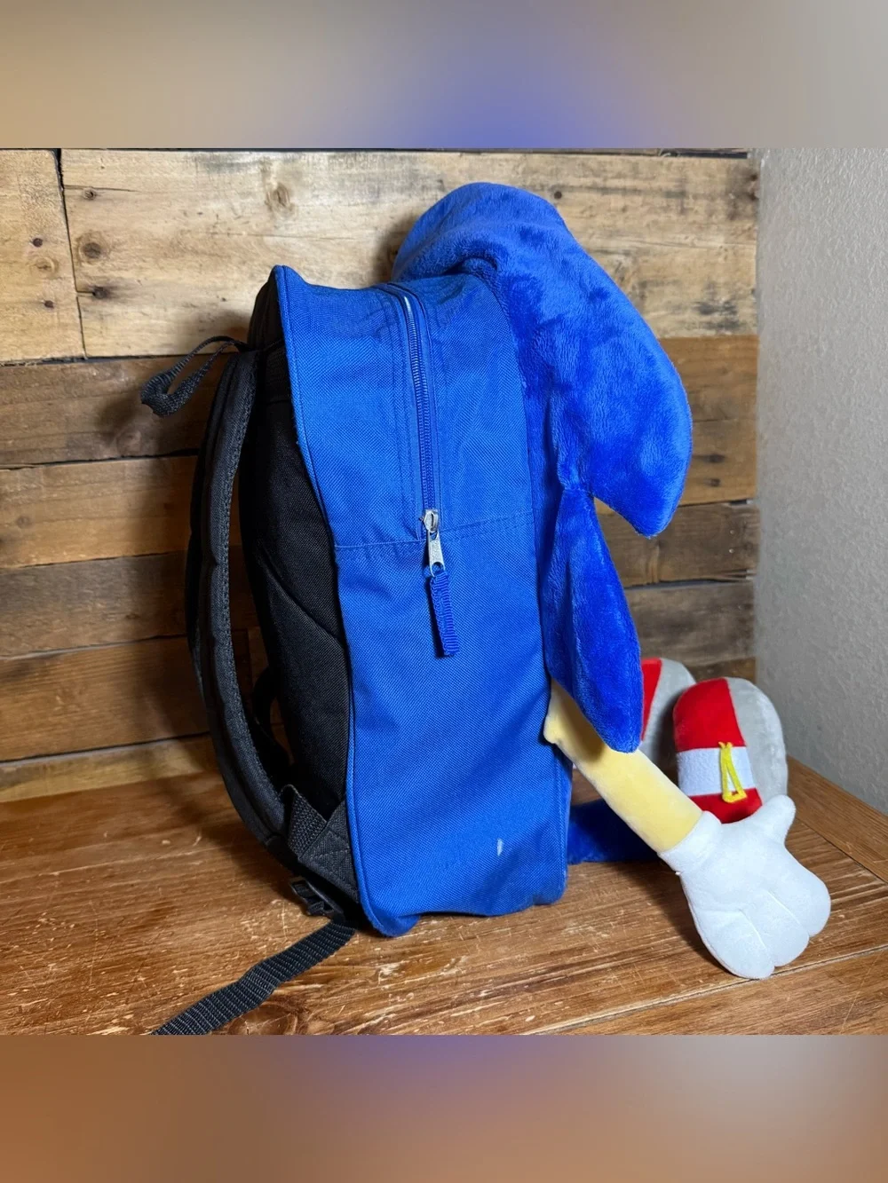 Sonic The Hedgehog Plush Backpack Book Bag Blue Sega Character Large 15